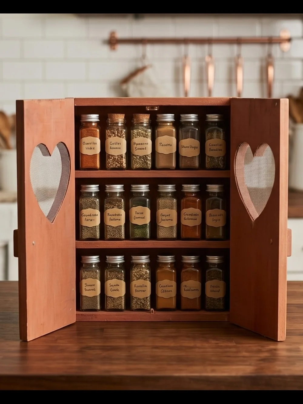 Heart Cutout Wooden Wall Cabinet - Brown/ Red